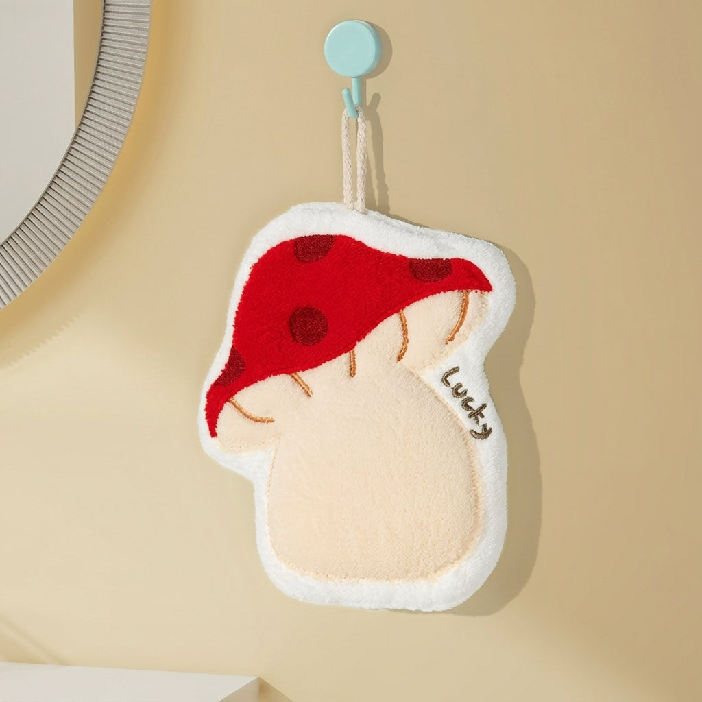 Cute Plush Hanging Hand Towel Thick Absorbent Bathroom Kitchen Cloth