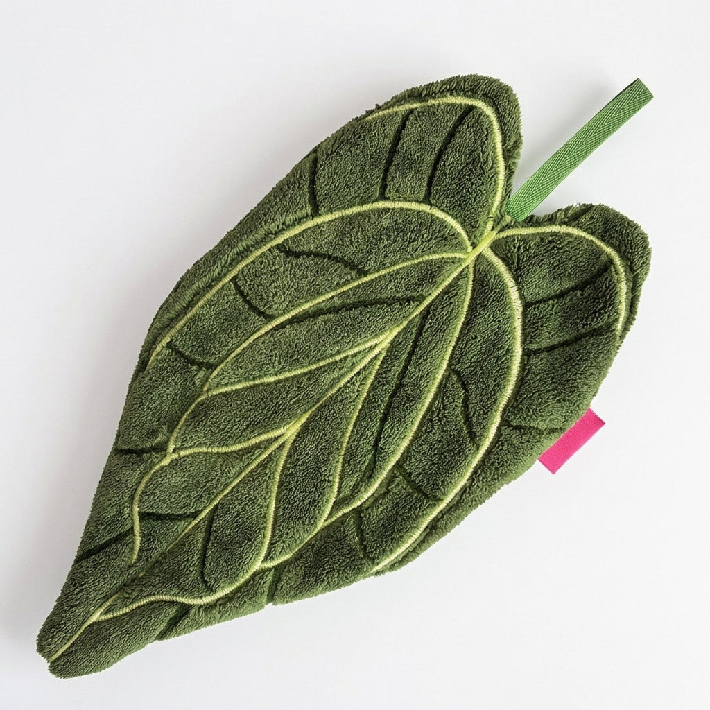 Leaf Pattern Hanging Thick Towel Lint Free Bathroom Kitchen Hand Rag